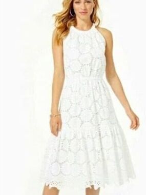 Lilly Pulitzer Alda Midi White Eyelet Dress Small